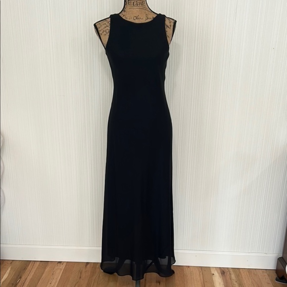 Vintage Alyn Paige Black Sleeveless Scoop Neck Sheath Maxi